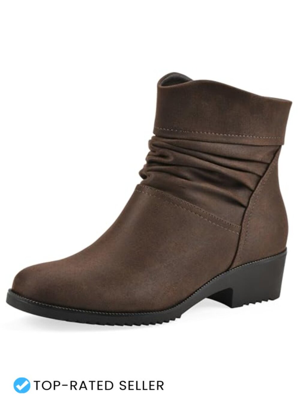 Cushioned Ankle Booties with Rouched Detail and Zip Closure